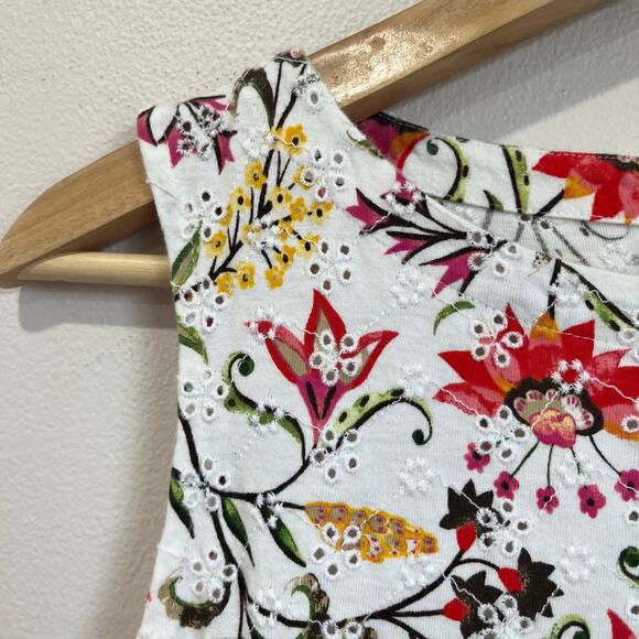 J.Jill Eyelet Peplum Tank Top White Sleeveless Tie Waist Size Small - Picture 7 of 7